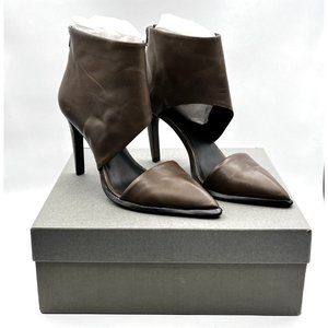 Allsaints THEO Pumps Women 9 Dark Khaki Leather High Heel Shoes